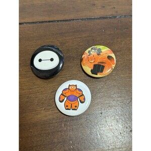 Disney Big Hero 6  Baymax Tin Bag Button Lot of 3